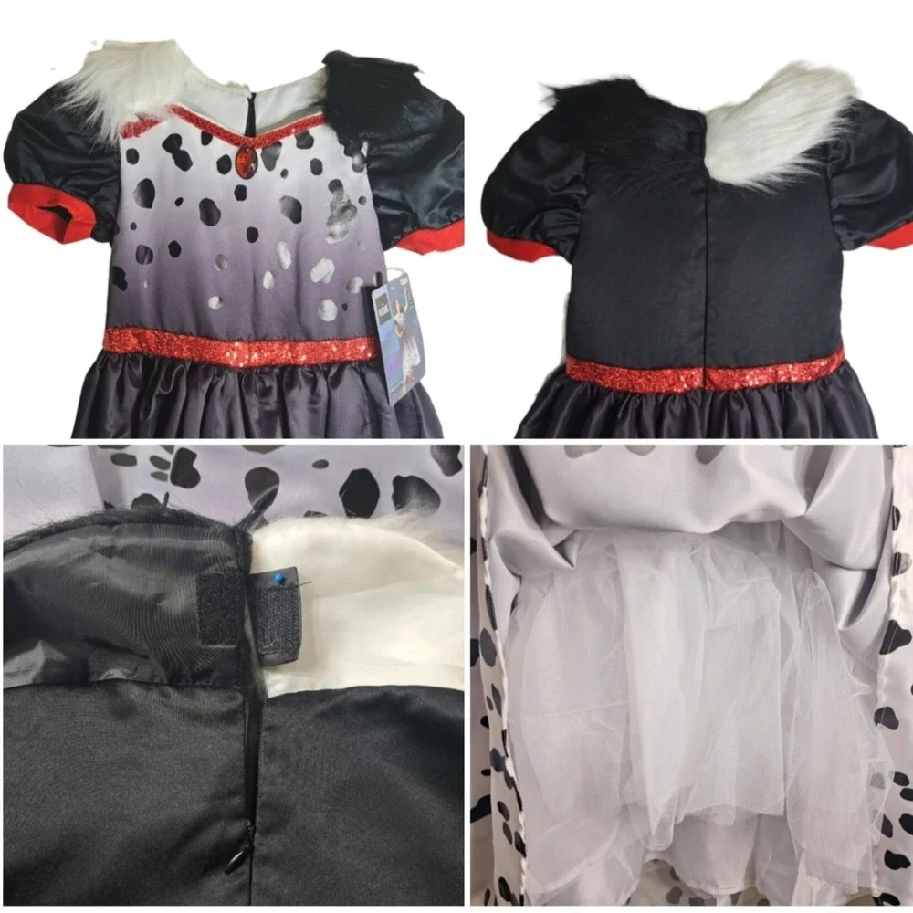 Disguise Girl's M (8-10) Disney Cruella De Vil Faux Fur Collar Dress Costume